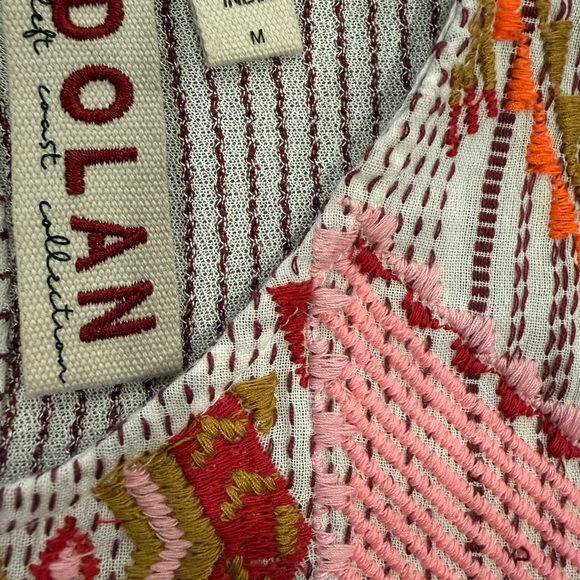 Anthropologie Dolan Left Coast Colorful Embroidered Babydoll Top. Size M - Picture 11 of 12